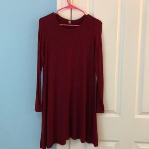 Long Sleeve Burgundy Dress